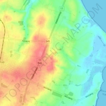 Carte topographique Heltborg, altitude, relief