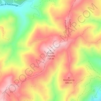 Carte topographique Monte Civitello, altitude, relief