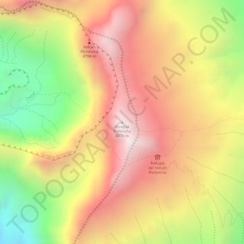 Carte topographique Guagua Pichincha, altitude, relief