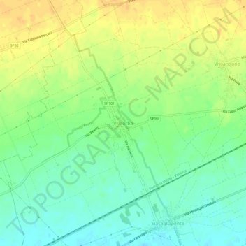 Carte topographique Villaorba, altitude, relief