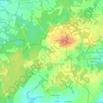 Carte topographique Lannouée, altitude, relief