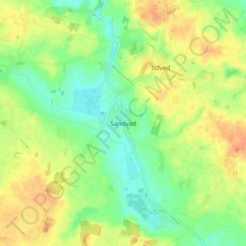 Carte topographique Sandvad, altitude, relief