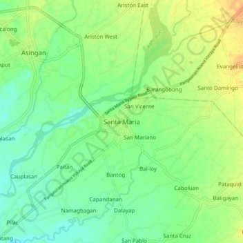 Carte topographique Santa Maria, altitude, relief