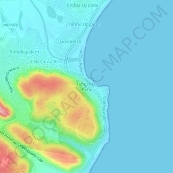 Carte topographique Mangamari Peta, altitude, relief