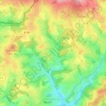 Carte topographique Gibbinghausen, altitude, relief