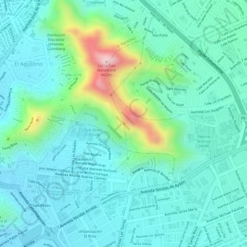 Carte topographique El Agustino, altitude, relief