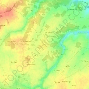 Carte topographique Etiau, altitude, relief