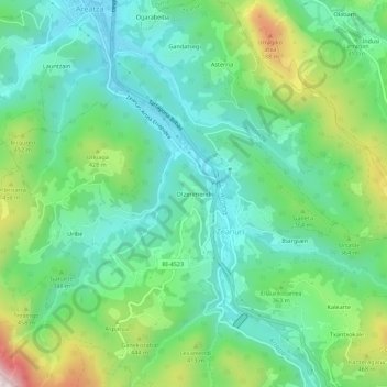 Carte topographique Otzerimendi, altitude, relief