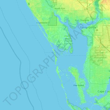 Carte topographique Gasparilla Island, altitude, relief