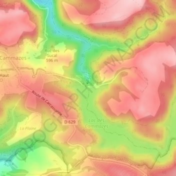 Carte topographique Barrage des Cammazes, altitude, relief