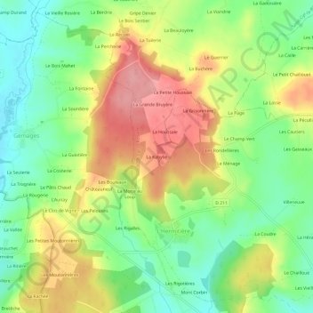 Carte topographique La Kabylie, altitude, relief