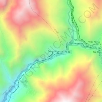Carte topographique Cacray, altitude, relief