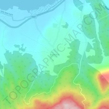 Carte topographique Bademli, altitude, relief