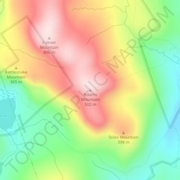 Carte topographique Adams Mountain, altitude, relief