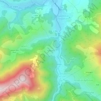 Carte topographique Aulignac, altitude, relief