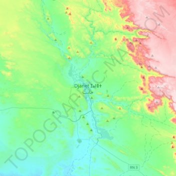 Carte topographique Djanet, altitude, relief