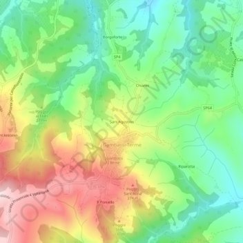 Carte topographique Sant'Agostino, altitude, relief