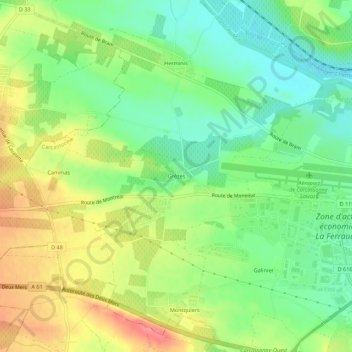Carte topographique Grèzes, altitude, relief