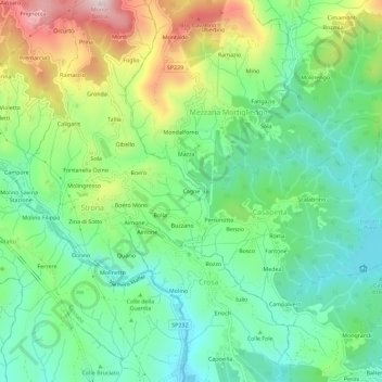 Carte topographique Cagne, altitude, relief