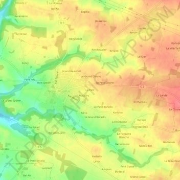 Carte topographique Le Parc, altitude, relief