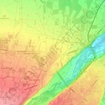 Carte topographique Confreria, altitude, relief