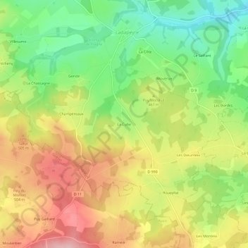 Carte topographique La Cube, altitude, relief