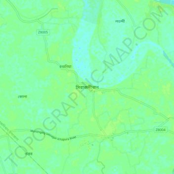 Carte topographique Sirajdikhan, altitude, relief