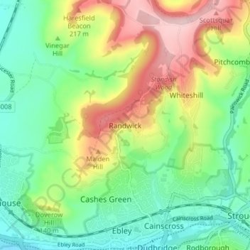 Carte topographique Randwick, altitude, relief