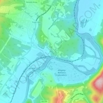 Carte topographique Pinto, altitude, relief