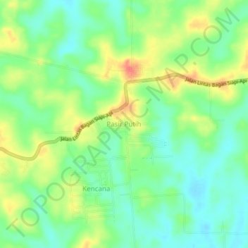 Carte topographique Pasir Putih, altitude, relief