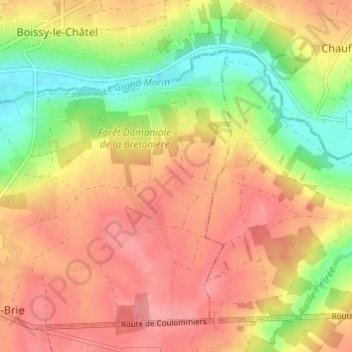 Carte topographique Les Chantretots, altitude, relief