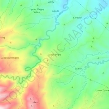 Carte topographique Masicampo, altitude, relief