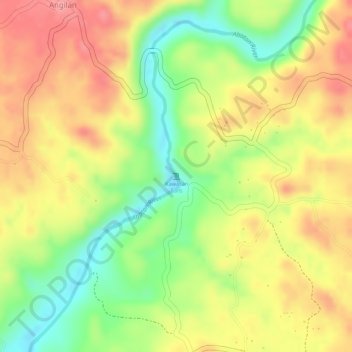 Carte topographique Kawasan Falls, altitude, relief