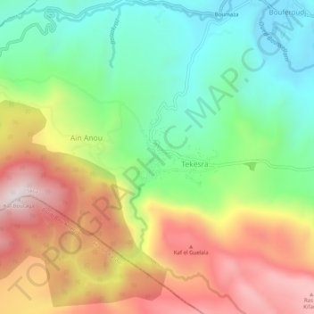 Carte topographique Ouled Ayad, altitude, relief