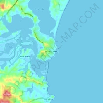Carte topographique Tuross Head, altitude, relief