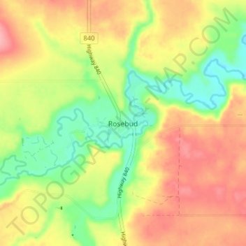 Carte topographique Rosebud, altitude, relief