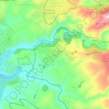 Carte topographique Bil'in, altitude, relief