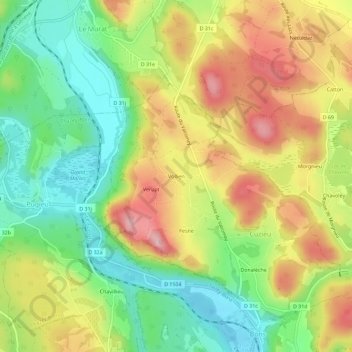 Carte topographique Vollien, altitude, relief