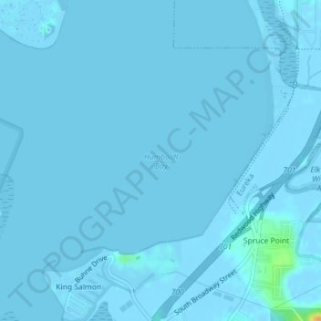 Carte topographique Humboldt Bay, altitude, relief