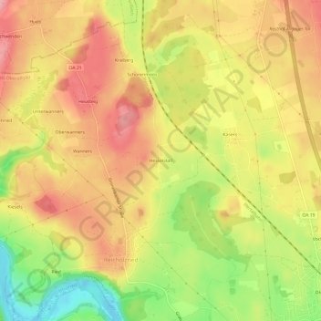 Carte topographique Hesselstall, altitude, relief