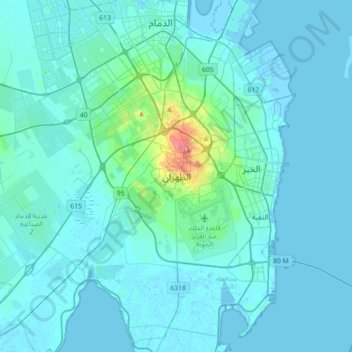 Carte topographique Az Zahran, altitude, relief