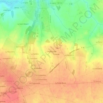 Carte topographique L'Alphonsière, altitude, relief