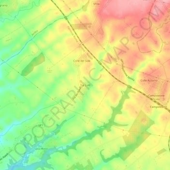 Carte topographique Tre Colli, altitude, relief
