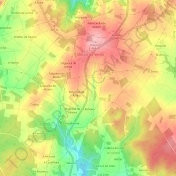 Carte topographique Axás, altitude, relief