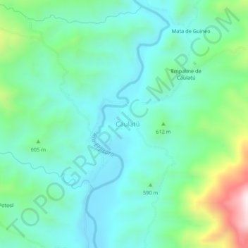 Carte topographique Caulatú, altitude, relief