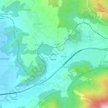 Carte topographique Starza, altitude, relief