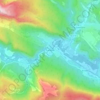 Carte topographique Puentedey, altitude, relief