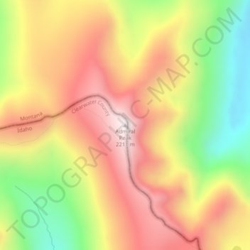 Carte topographique Admiral Peak, altitude, relief