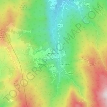 Carte topographique Montegroppo, altitude, relief