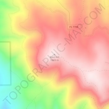 Carte topographique Bald Hill, altitude, relief